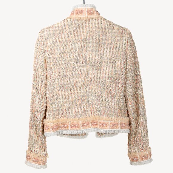 Escada Yellow & Pink Tweed Embellished Lace-Trim Jacket - Picture 2 of 10
